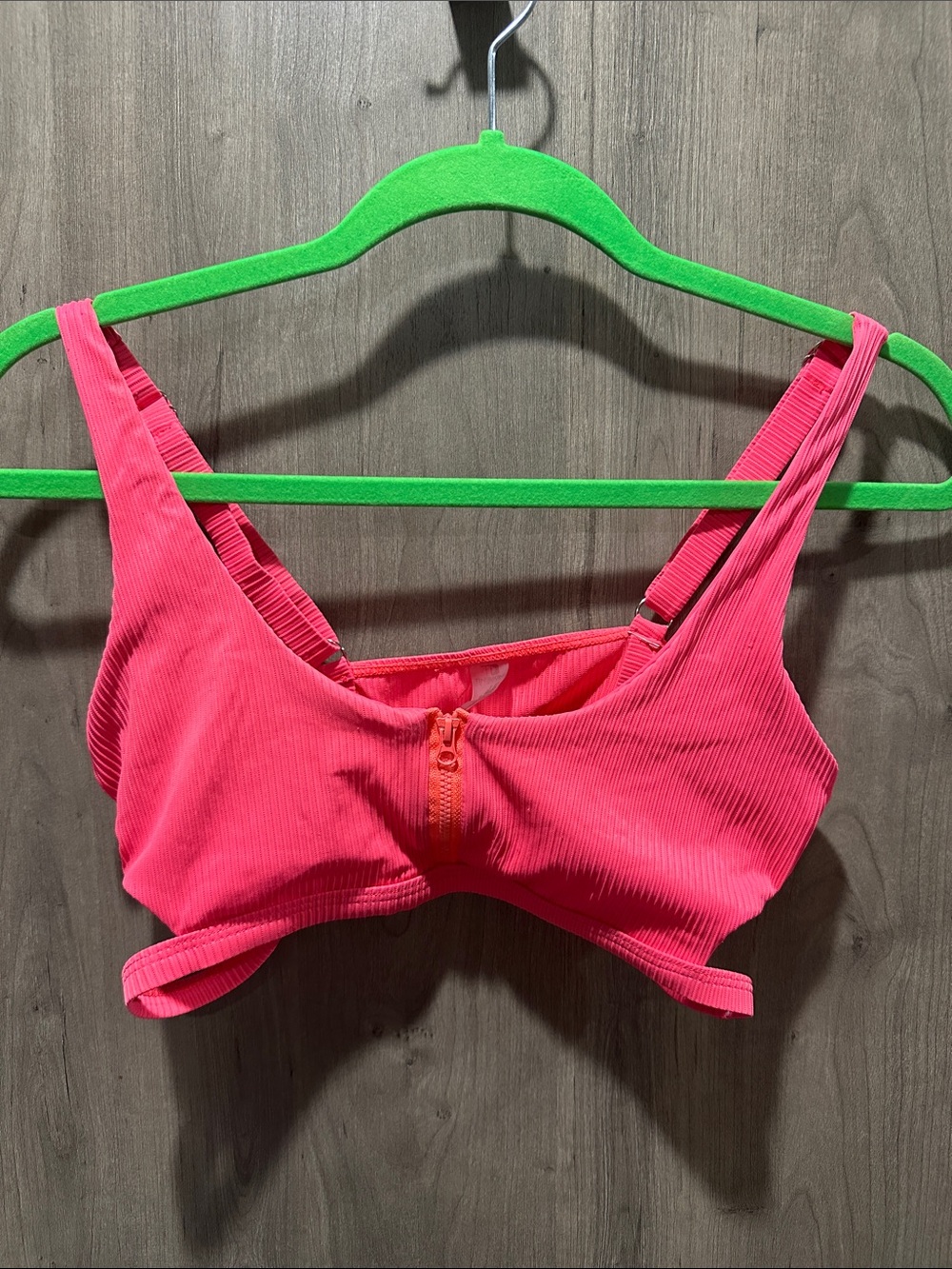 TiniBikini Ribbed Front-Zip Bralette - Hot Pink